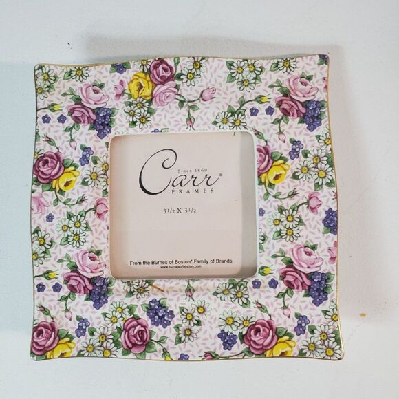 Vintage Carr/Burnes of Boston FramePorcelain Floral Rose Picture Frame, 3.5"x3.5 - Picture 7 of 12